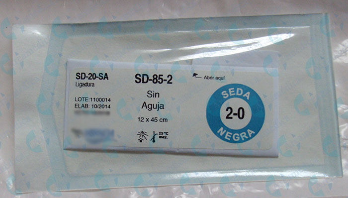 Sutura seda negra sin aguja 2-0 SD-85 ligaduras SD20SA