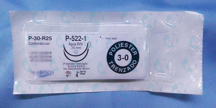 Sutura Ethibond 3.0 Curva Poliester Equivalente P-522-1 Cardiovascular