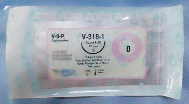 Sutura Vicryl 0 Curva Equivalente V-318-1- Aguja R26 26MM  70CM