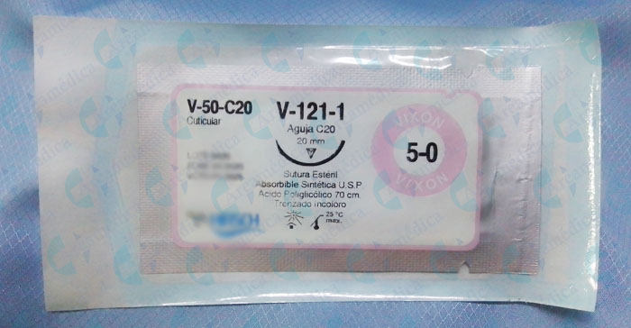 Sutura Vicryl 5.0 Curva Equivalente V-121-1  Aguja Cortante 20MM 70CM