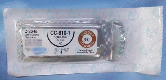 Sutura Chromico Catgut 3-0 Curva no Cortante  Equivalente  CC-810 / C30G