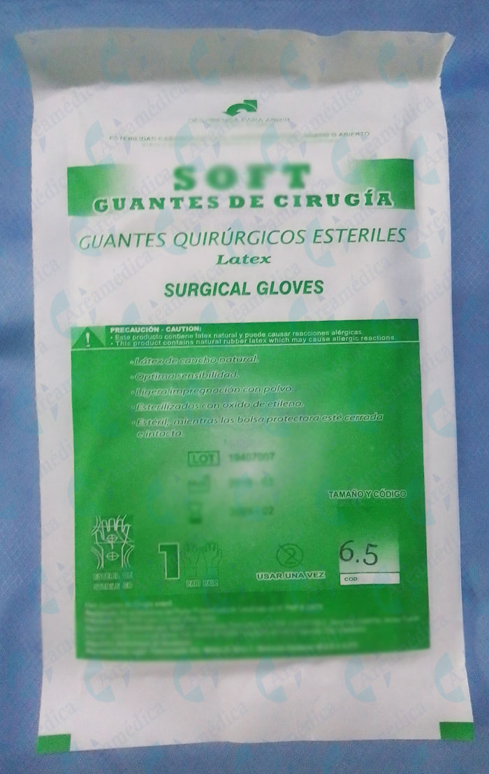 Guantes: "6"  "7" "7,5" "8"  por Unidad Paquete X 01 Par Quirurgicos Esteriles