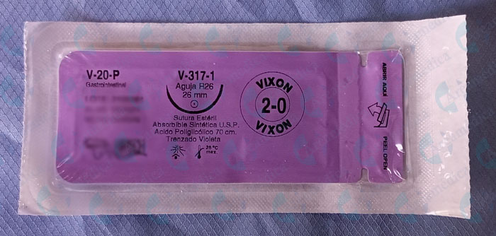 Sutura vicryl 2-0 curva V-317 aguja 26mm Gastrointestinal No Cortante V-20-P