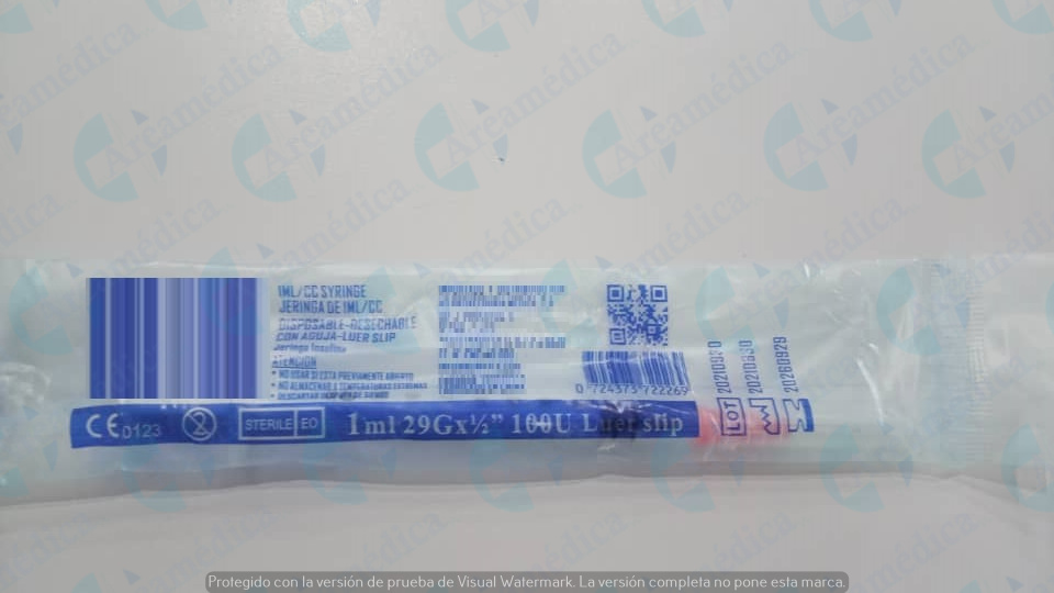 Jeringa inyectadora 1cc aguja separada insulina botox