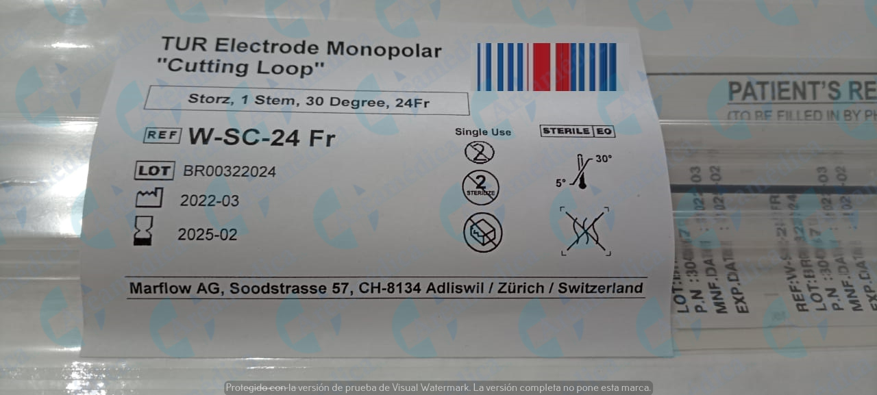 Asa de Reseccion Monopolar Karl Storz Loop de 0.35mm y 24FR Curva 30 Grados