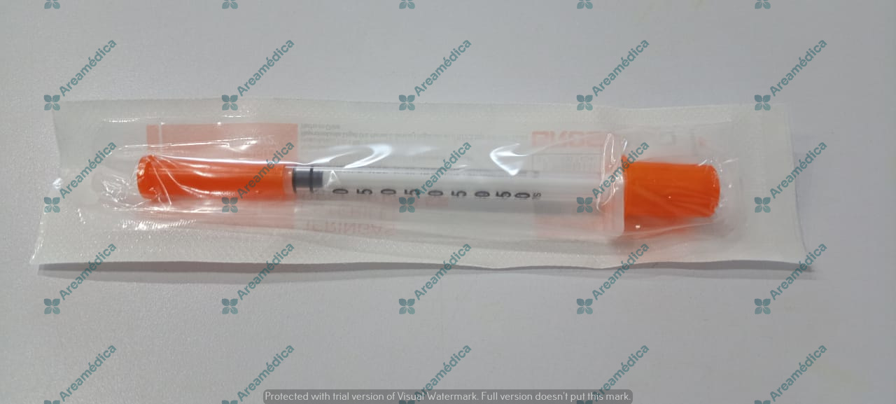 Jeringa de 0,5cc 30G x 1/2”(Naranja) Insulina Integrada. Precio por unidad
