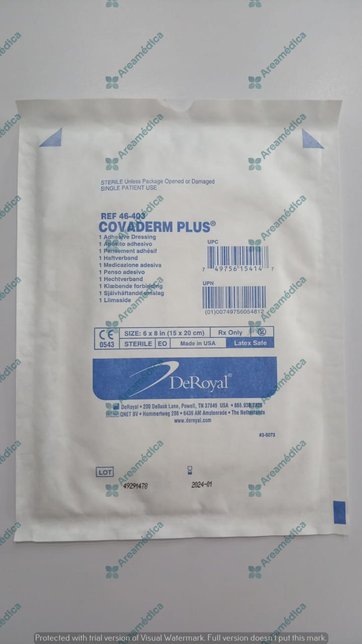 Aposito Adhesivo Esteril para Heridas 15x20cm Covaderm Plus DeRoyal