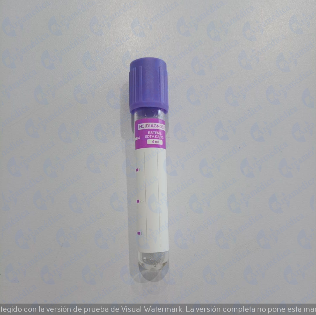 Tubo extracci&oacute;n sangre tapa morada 4cc Plastico