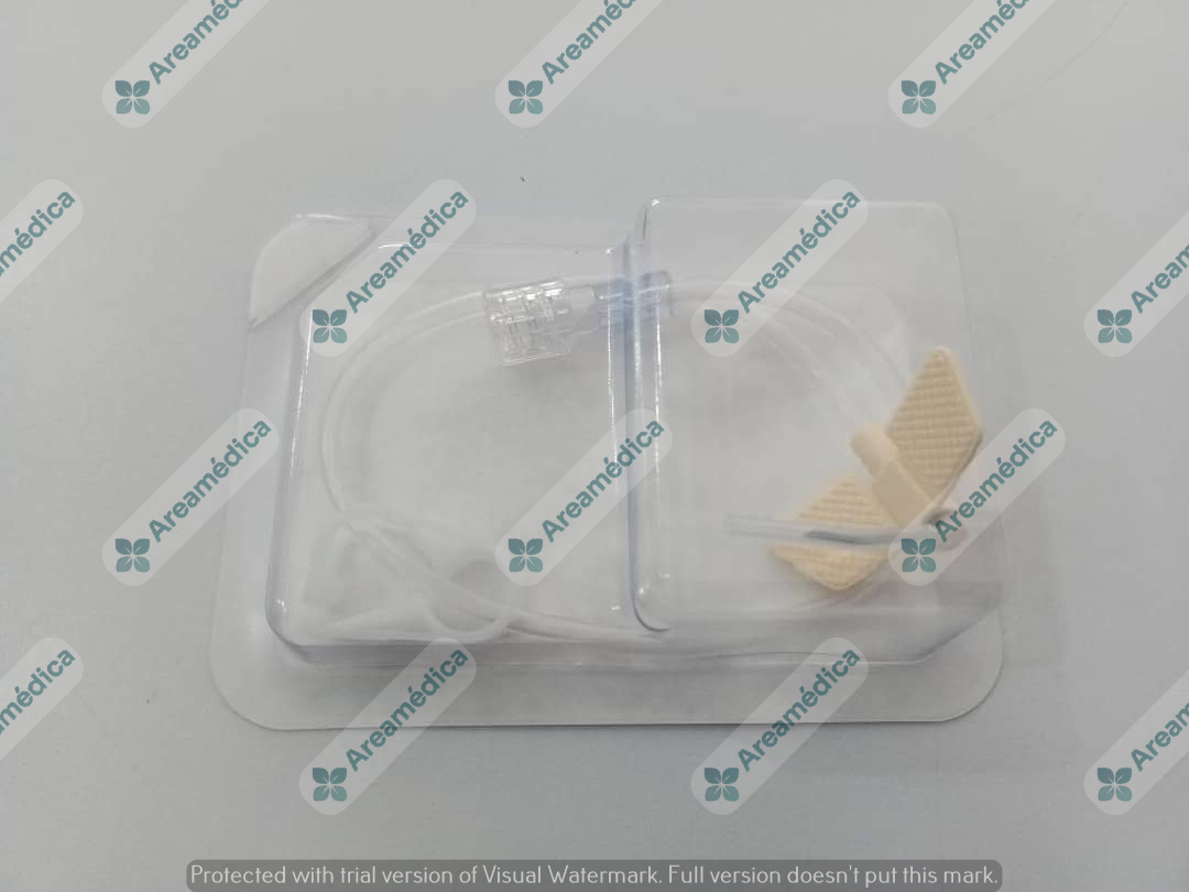 Aguja  Huber Poliperf 19G x 20mm con Linea de Conexión PVC para Quimioterapia