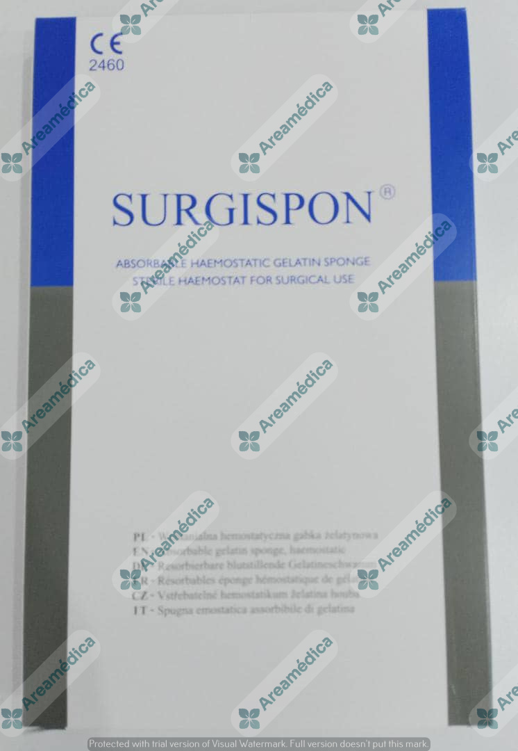 Surgispon Gelfoam 50 Generico Esponja Gelatina Absorbible 80x50x10mm/Hemostatico