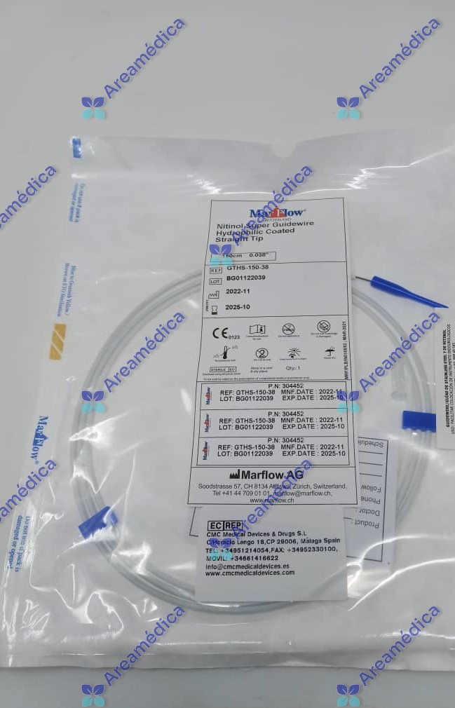 Guia Hidrofilica Nitinol 0.038" x 150 cm Negra Recta Guia Terumo