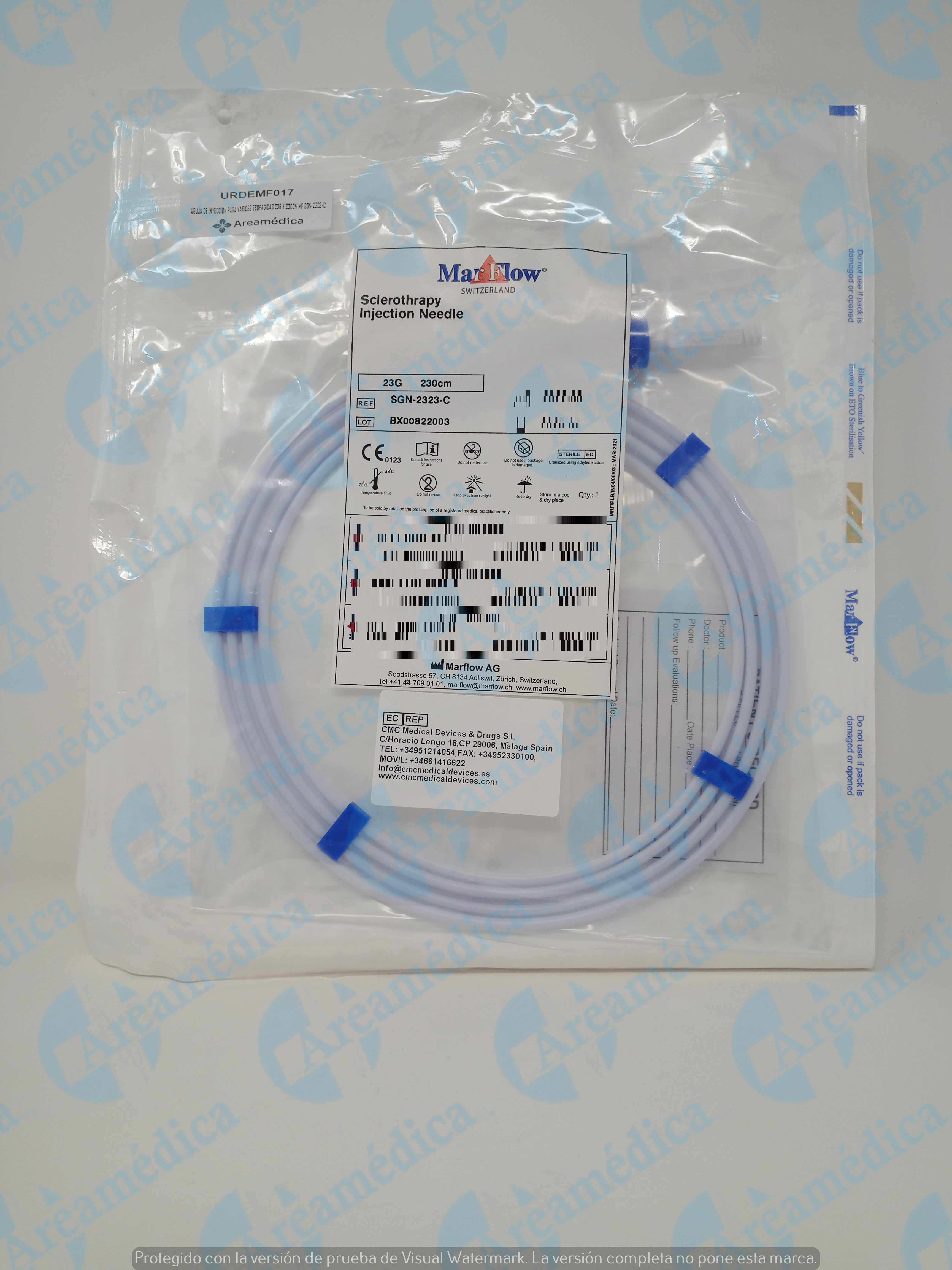 Aguja de inyeccion para varices esofagicas 23g x 230cm