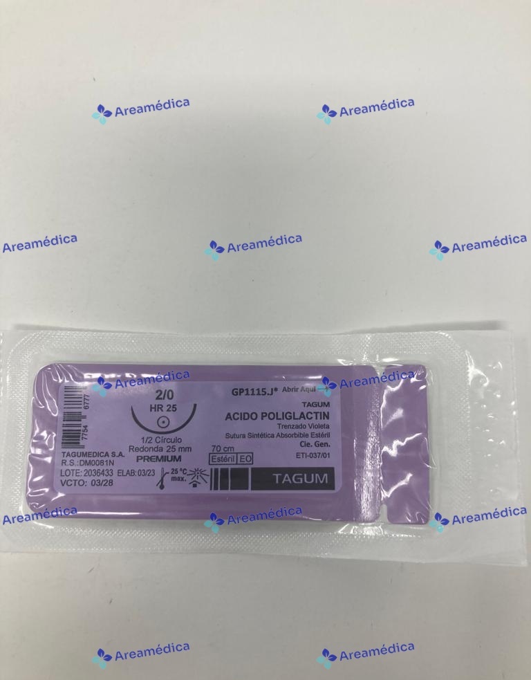 Vicryl 2.0 Curva No Cortante J317 Aguja 1/2C 25mm 70cm Sutura Tagum GP-1115.J*