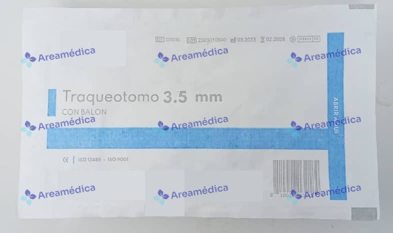 Traqueostomo 3.5 mm con Balon Traqueotomo Descartable Tubo de Traqueostomia (E )