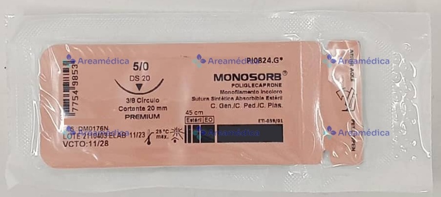 Monocryl 5.0 Curva Cortante Y495 Poliglecaprone 3/8C 20mm 45cm Sutura