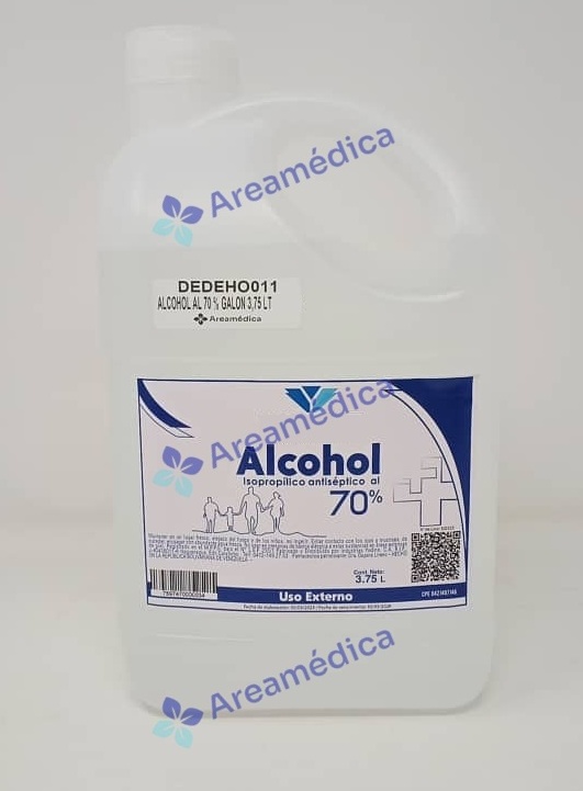 Alcohol Antiseptico Galon 3,75 lt Alcohol Isopropilico al 70 % 3750cc (E )