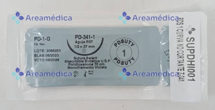 PDS 1 Curva No Cortante Z-341 Aguja 1/2C 37mm 70cm 1A Polidioxanona PD-1-G Sutur