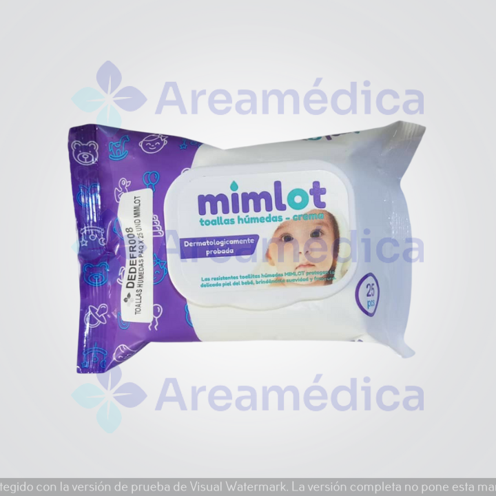 Toallas Humedas Crema Paquete por 25 und