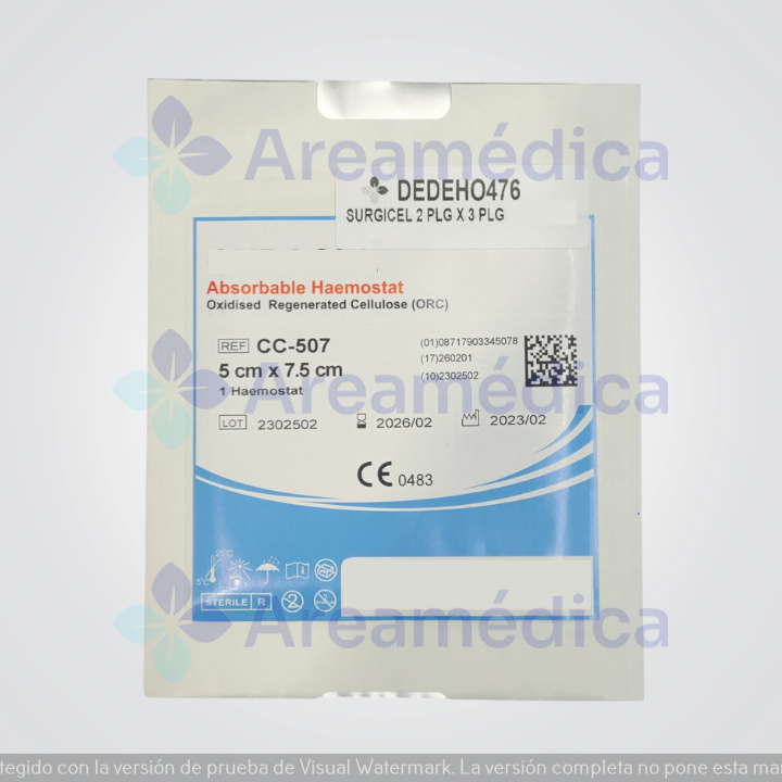 Surgicel hemost&aacute;tico absorbible 5 x 7.5 cm