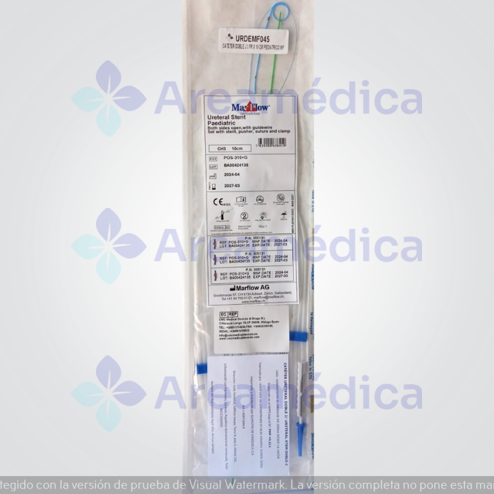 Cateter Doble J 3FR X 10CM Cateter Uretral Con Guia Corta Duracion 30 Dias