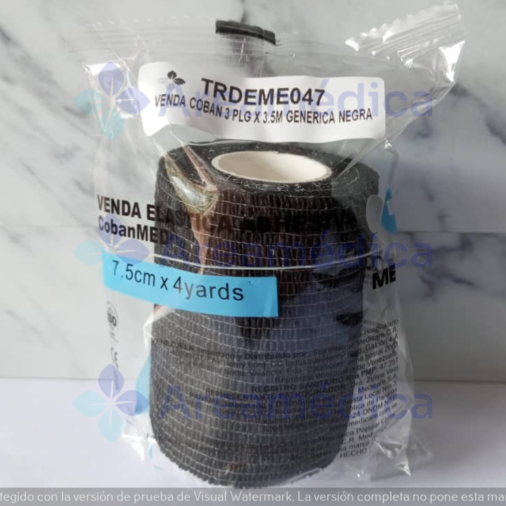 Venda Coban 3 PLG Generica Elastica Autoadherente Color Negro