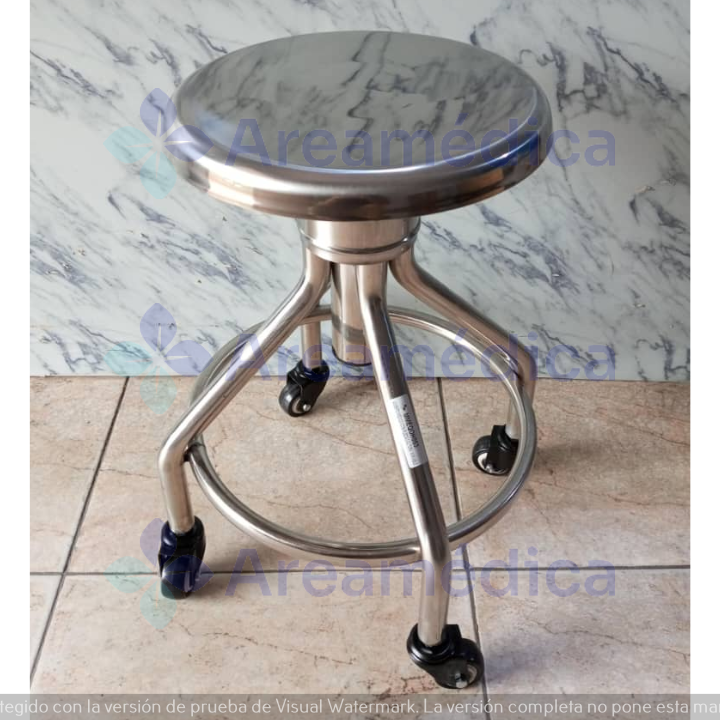 Taburete Banco Asiento Medico De Acero Con Ruedas De Altura Variable