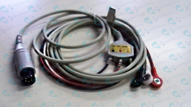 Cable Monitor ECG, 3 Derivaciones con 3 Leads Integrados