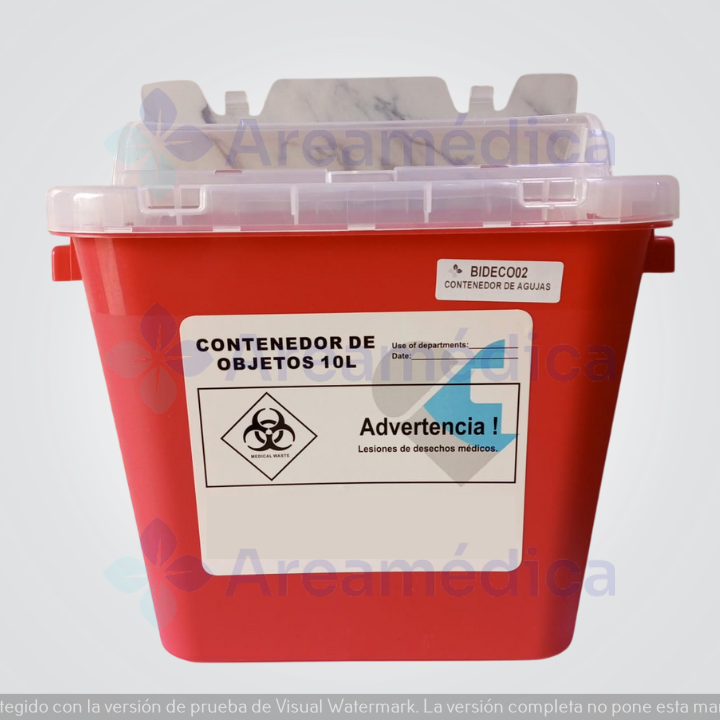Contenedor De Agujas Sharp Container Rectangular Capcidad 10 LTS