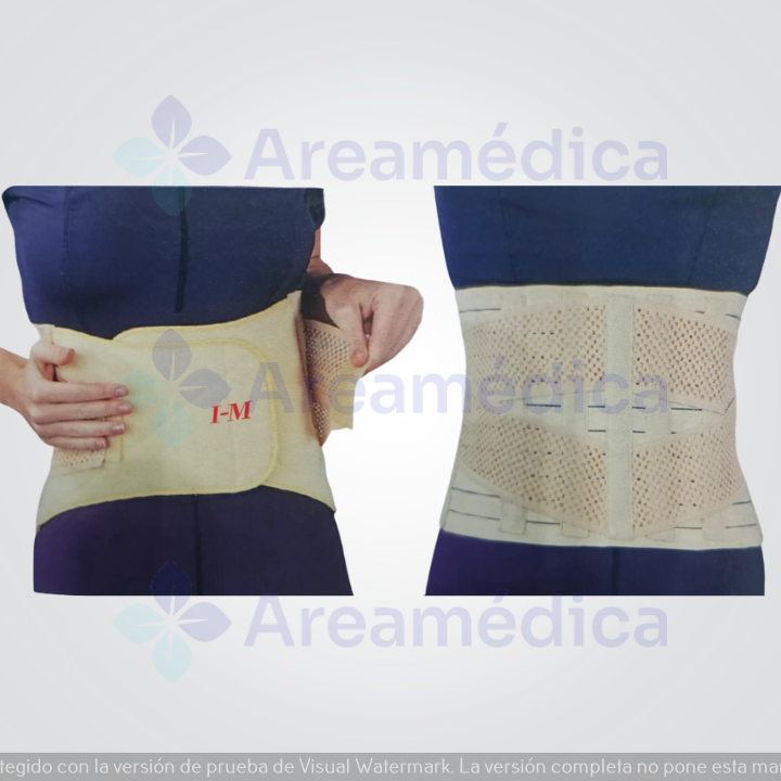 Faja Lumbar Talla L Lumbo Sacra Cierre Magico Doble Ajuste 23CM Alto Color Beige