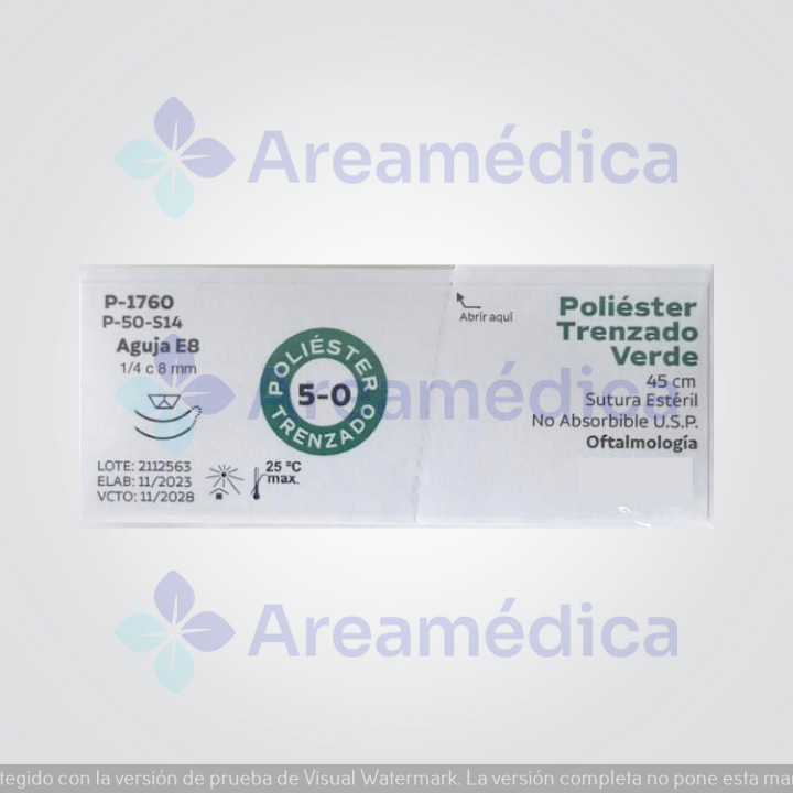 Poliester 5.0 Curva No Cortante Aguja Espatulada 1/4C 8MM 45CM