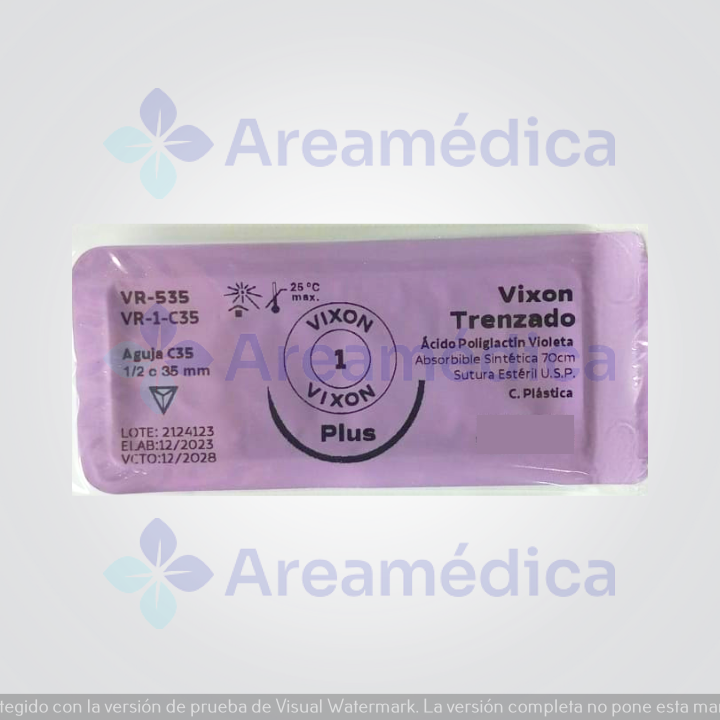 Vicryl 1 Curva Cortante Rapide Aguja 1/2C 35MM 70CM Poligalctina