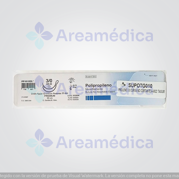 Prolene 3.0 Curva No Cortante 2 Agujas 1/2C 25MM 90CM