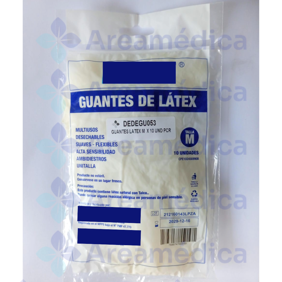 GUANTES LATEX M EXAMEN BOLSA X10 UND