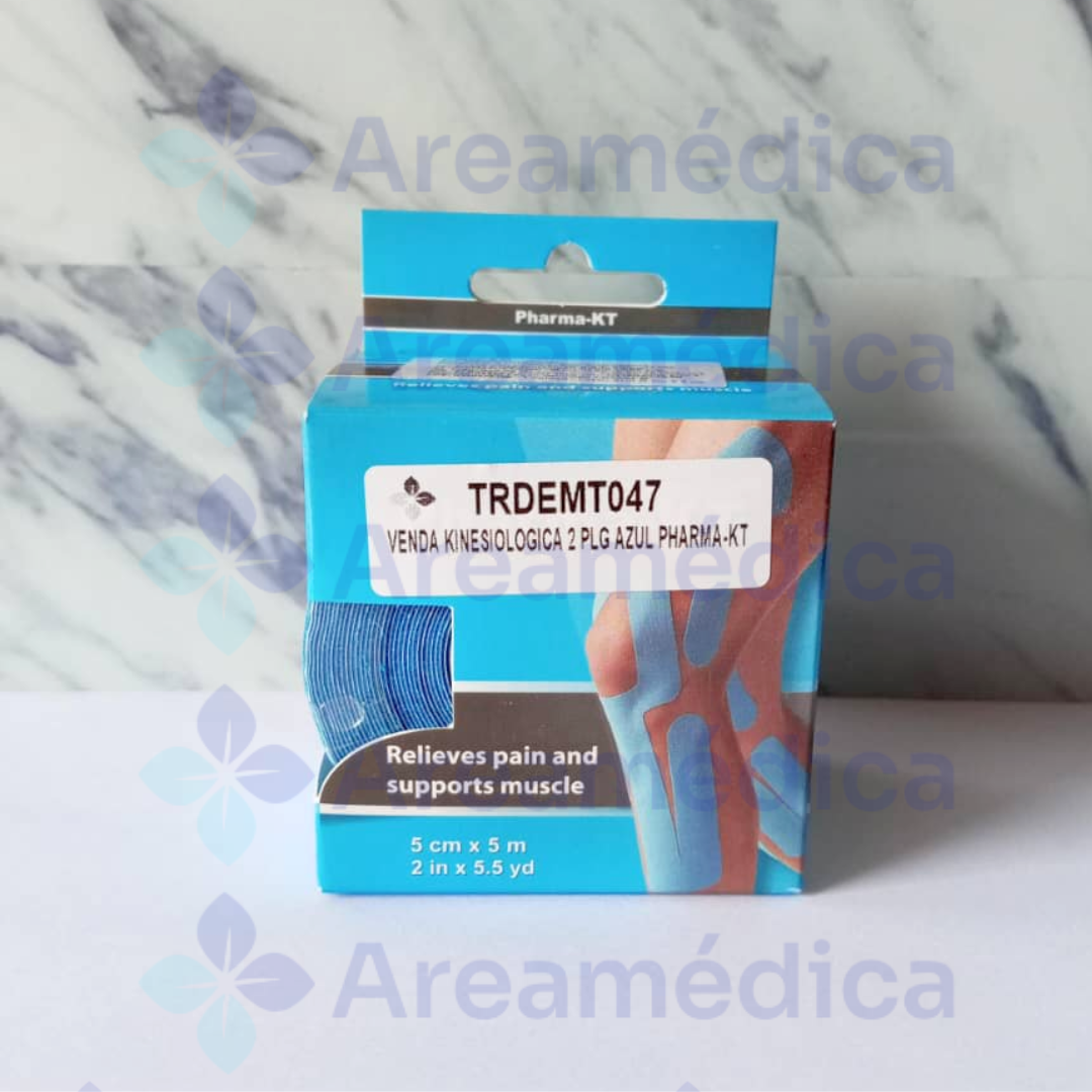 VENDA KINESIOLOGICA 2 PLG AZUL ELASTICA AUTOADHERENTE 5 CM X 5 METROS ROLLO