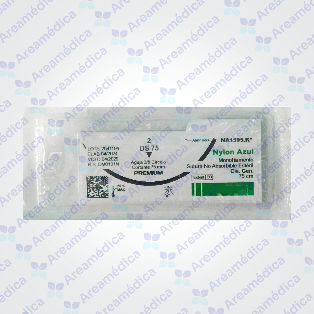 NYLON 2 CURVA CORTANTE TENSION AGUJA 3/8C 75MM 75MM 75CM