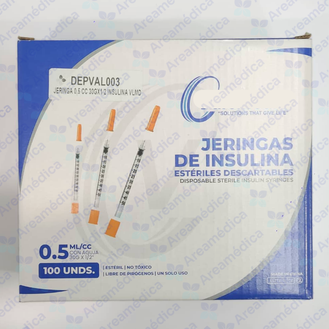 JERINGA 0,5 CC 30GX1/2 AGUJA DE INSULINA INTEGRADA PRECIO POR UNIDAD