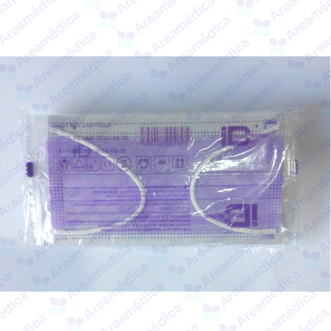 MASCARILLA MASCARA TAPA BOCA 2 ELASTICAS MORADO PRECIO X BOLSA X 10 UND 2 LIGAS