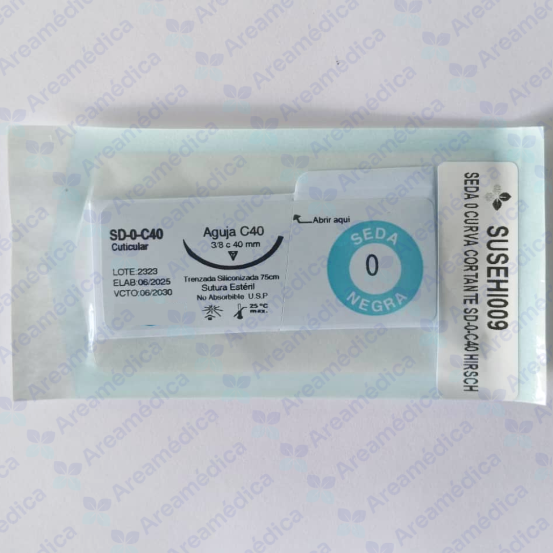 SEDA 0 CURVA CORTANTE NEGRA 1 AGUJA 3/8C 40MM 75CM