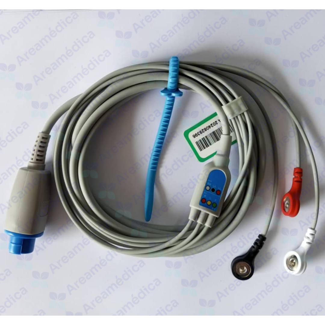 CABLE MONITOR ECG DATEX 3 LEADS 10 PINES TIPO SNAP BROCHE