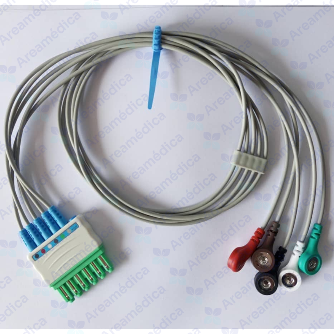 LEADS JUEGO DE 5 CABLES LEAD SIEMENS DRAGER ADULTO PEDIATRICO TIPO SNAP BROCHE