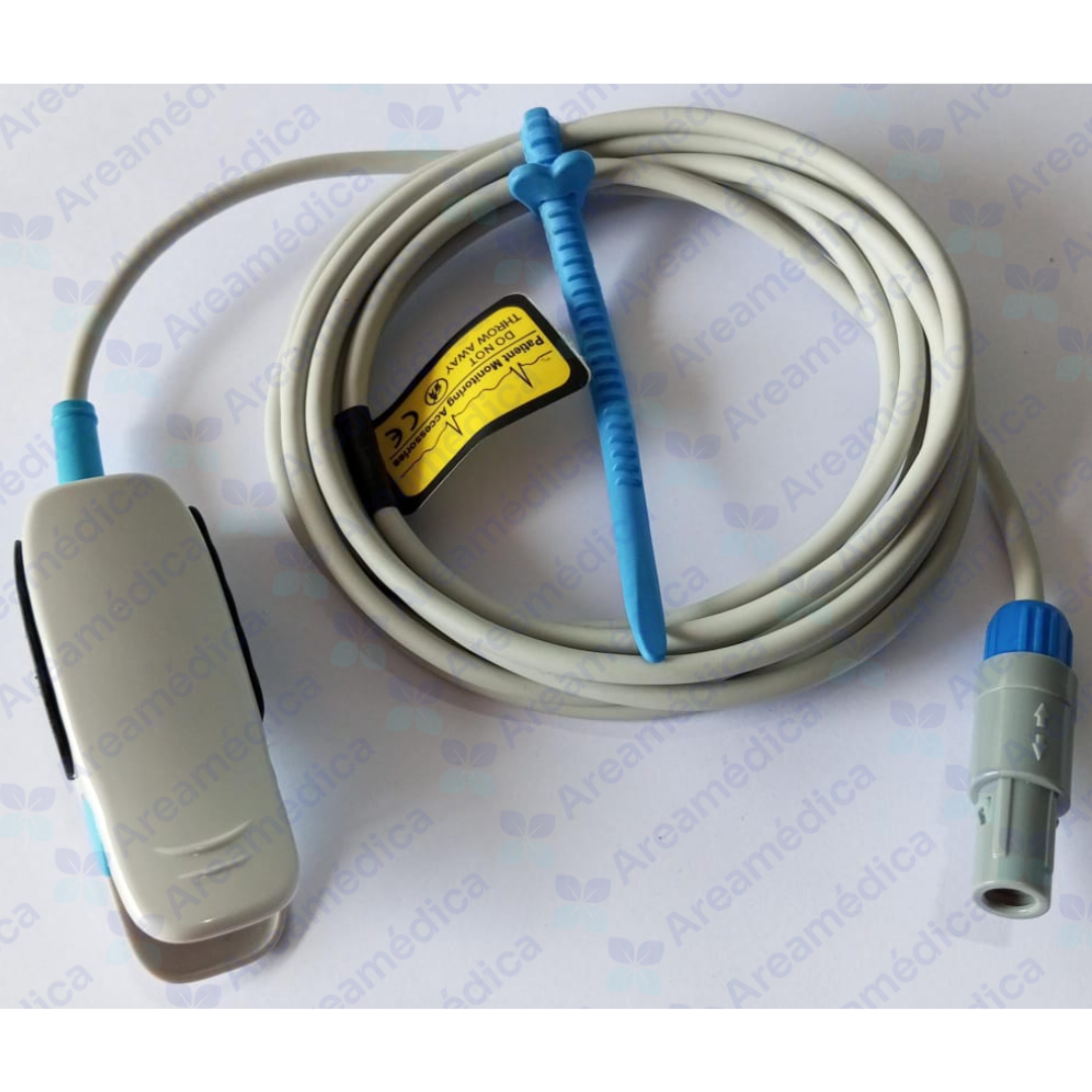 SENSOR OXIMETRO SPO2 ADULTO MINDRAY TIPO CLIP DEDO 6 PINES 2 GUIAS 80 GRADOS