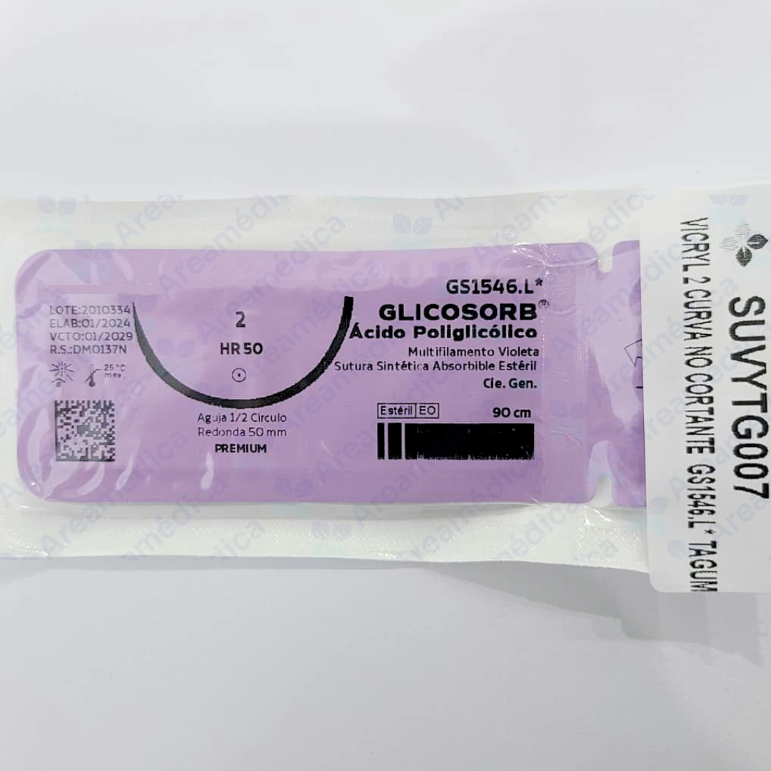 VICRYL 2 CURVA NO CORTANTE AGUJA 1/2C 50MM 90CM CADERA