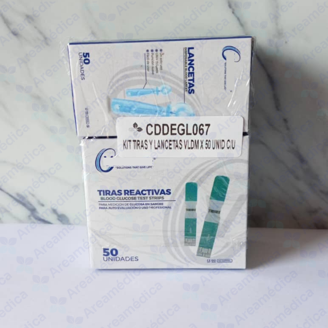 KIT TIRAS Y LANCETAS CAJA X 50 UNID C/U PARA GLUCOMETRO
