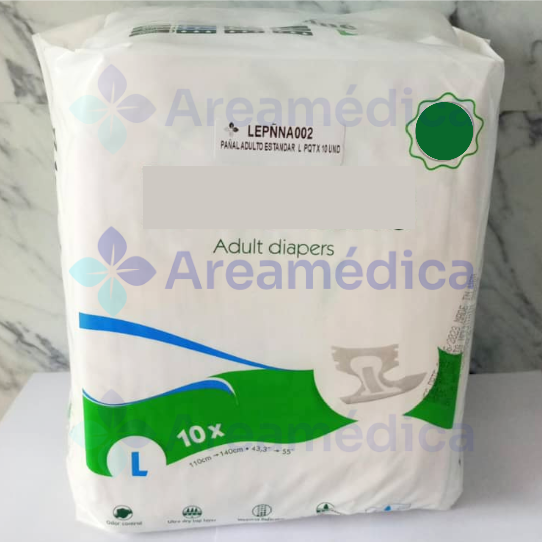 PA&Ntilde;AL ADULTO ESTANDAR  L PAQUETE X 10 UND PRECIO POR PAQUETE INCONTINENCIA