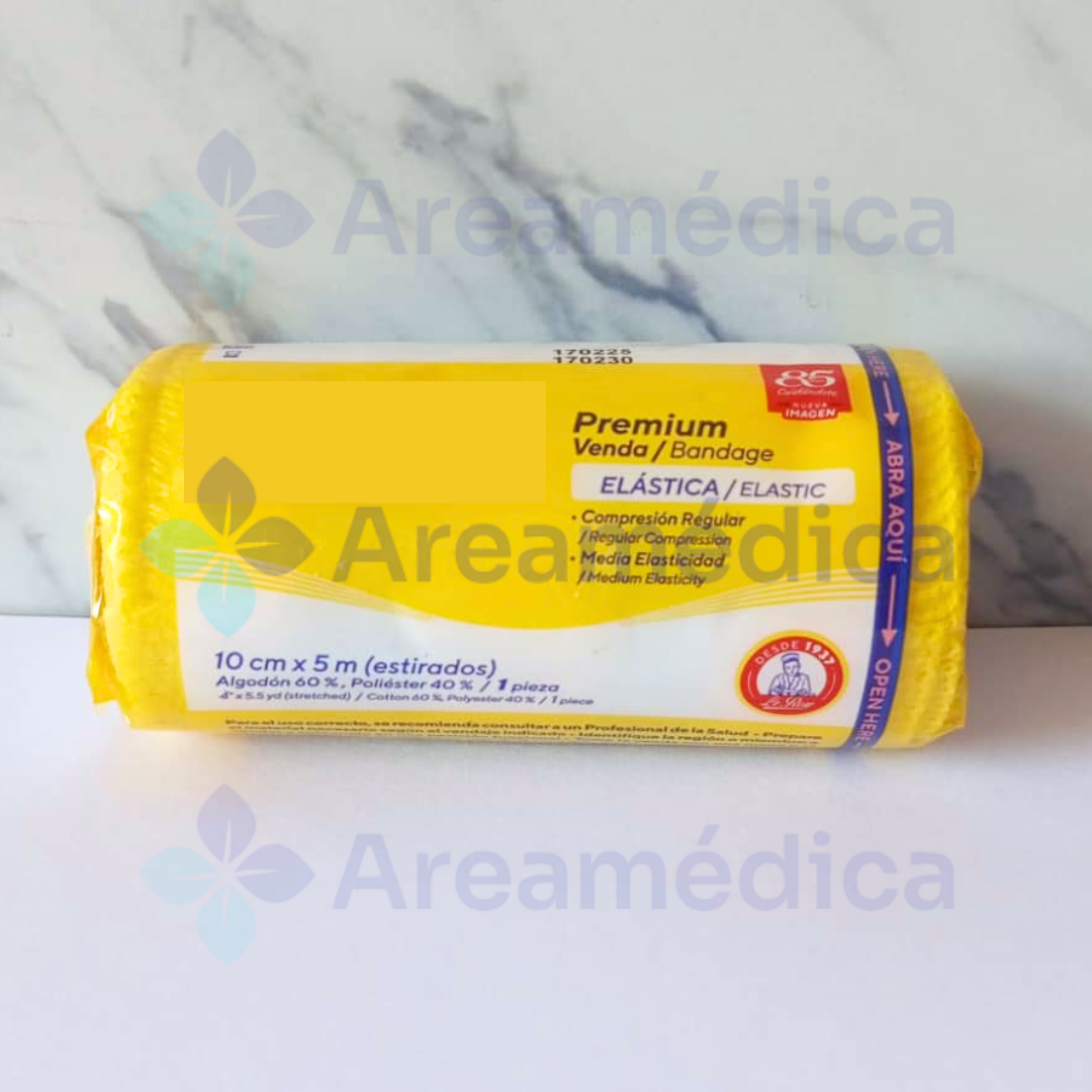 VENDA ELASTICA 10CM X 5 MTS ESTIRADO PREMIUM BLANCA COMPRESION MEDIA TORCEDURAS