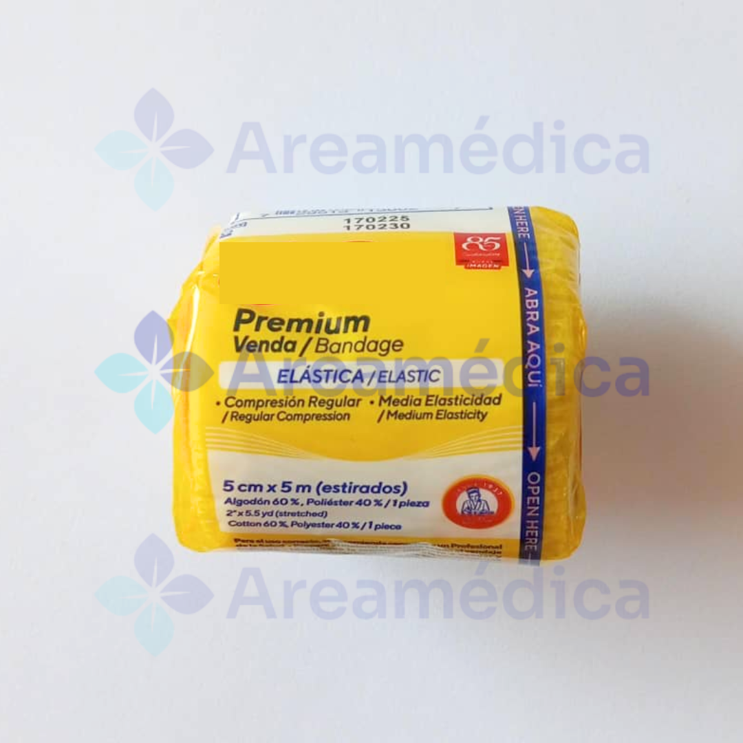 VENDA ELASTICA 5CM X 5 MTS ESTIRADO PREMIUM BLANCA COMPRESION MEDIA TORCEDURAS