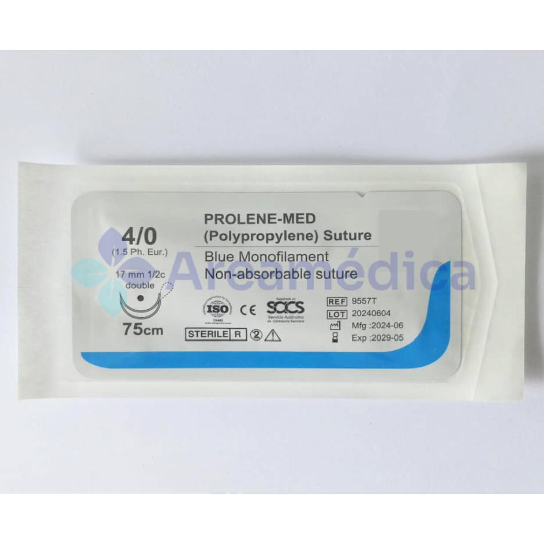 PROLENE 4.0 CURVA NO CORTANTE A-9557  2 AGUJAS 1/2C 17MM 75CM