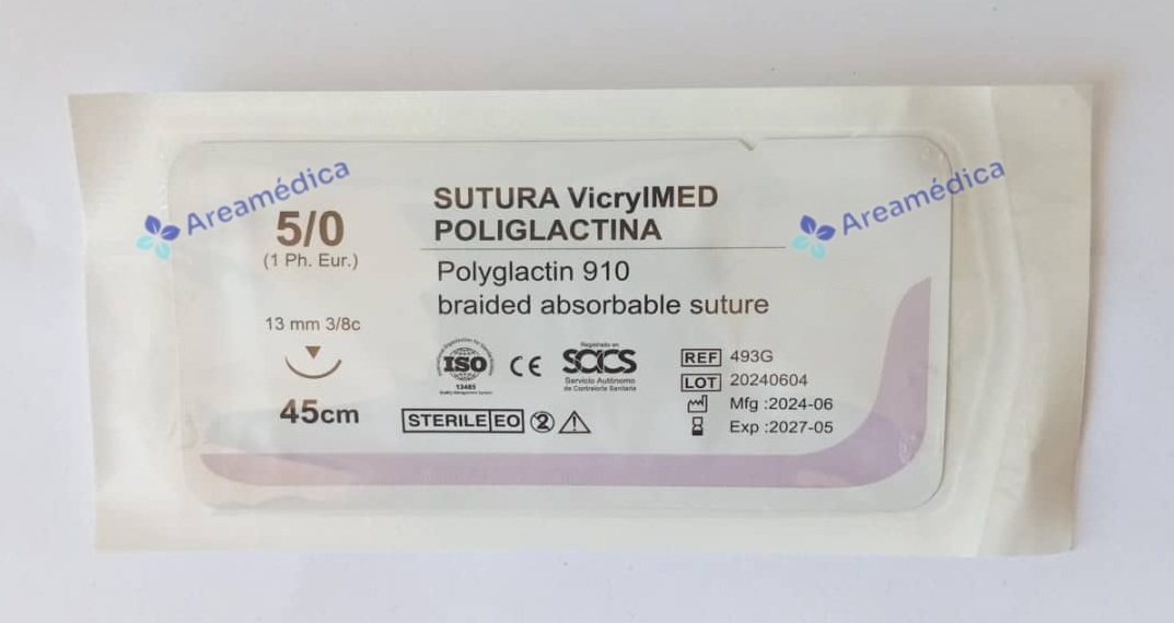 Vicryl 5.0 Curva Cortante 3/8C 13mm 45cm Absorbible Trenzada Incolora Poliglacti