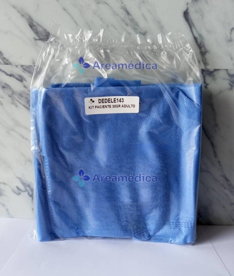 Kit Paciente 30gr Adulto SS Inc: Bata Paciente Gorro Enfermera Par Cubrebotas