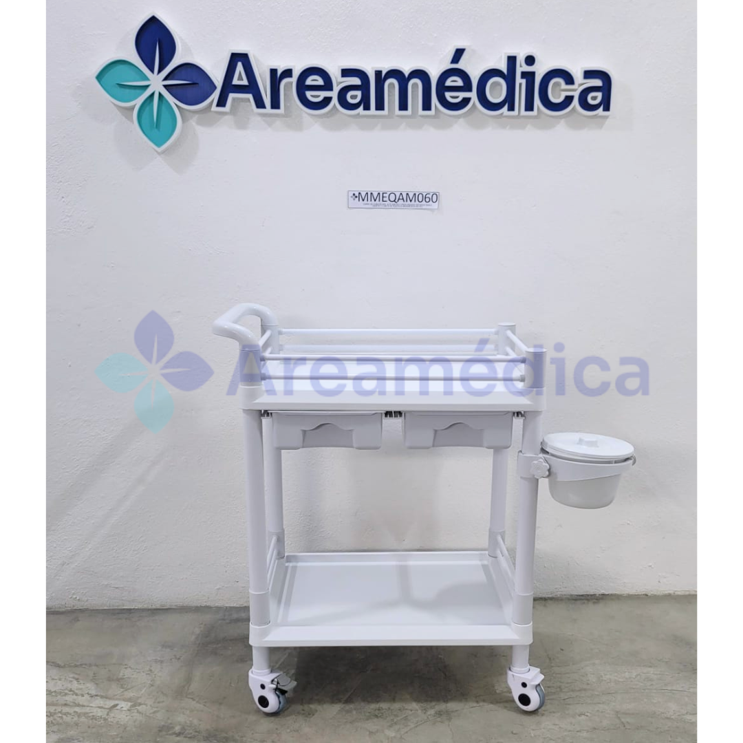 CARRO DE CURA EN ABS GAVETA Y CUBETA DE PLASTICO DIMENSIONES 90X64.5X44.5CM